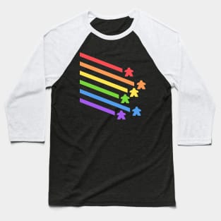 Rainbow Meeples Board Games Addict Baseball T-Shirt